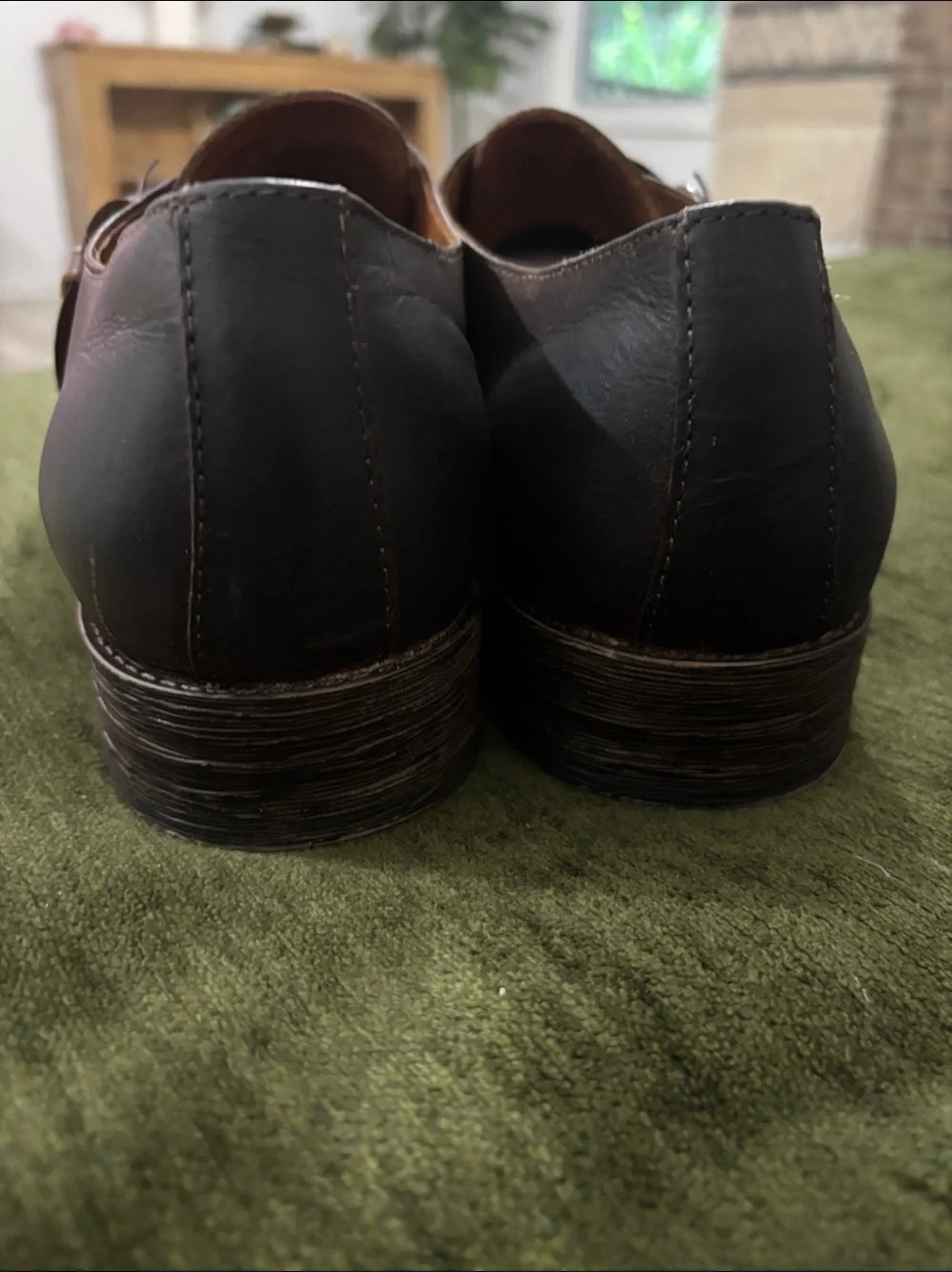 Robert Wayne Dark Brown Leather Single Monk Strap Shoes Size 10.5